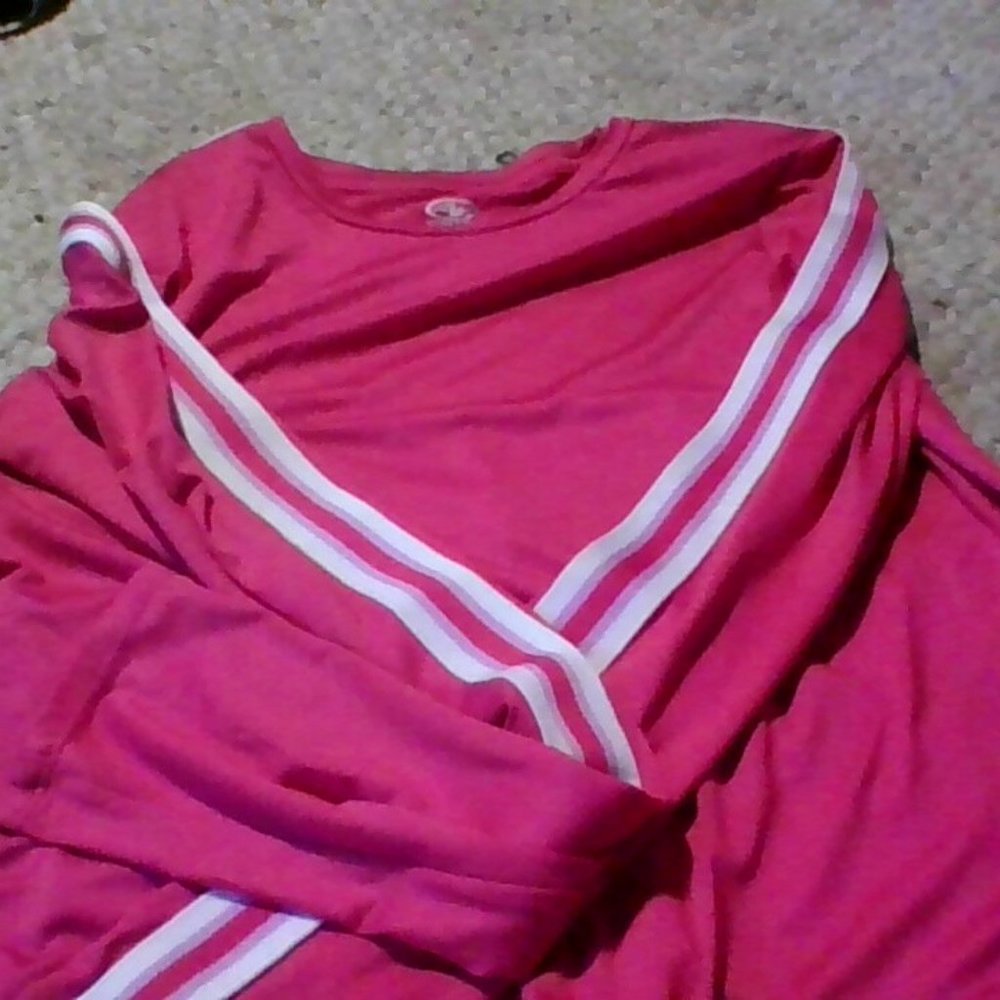 Pink Workout Top Stripped Sleves